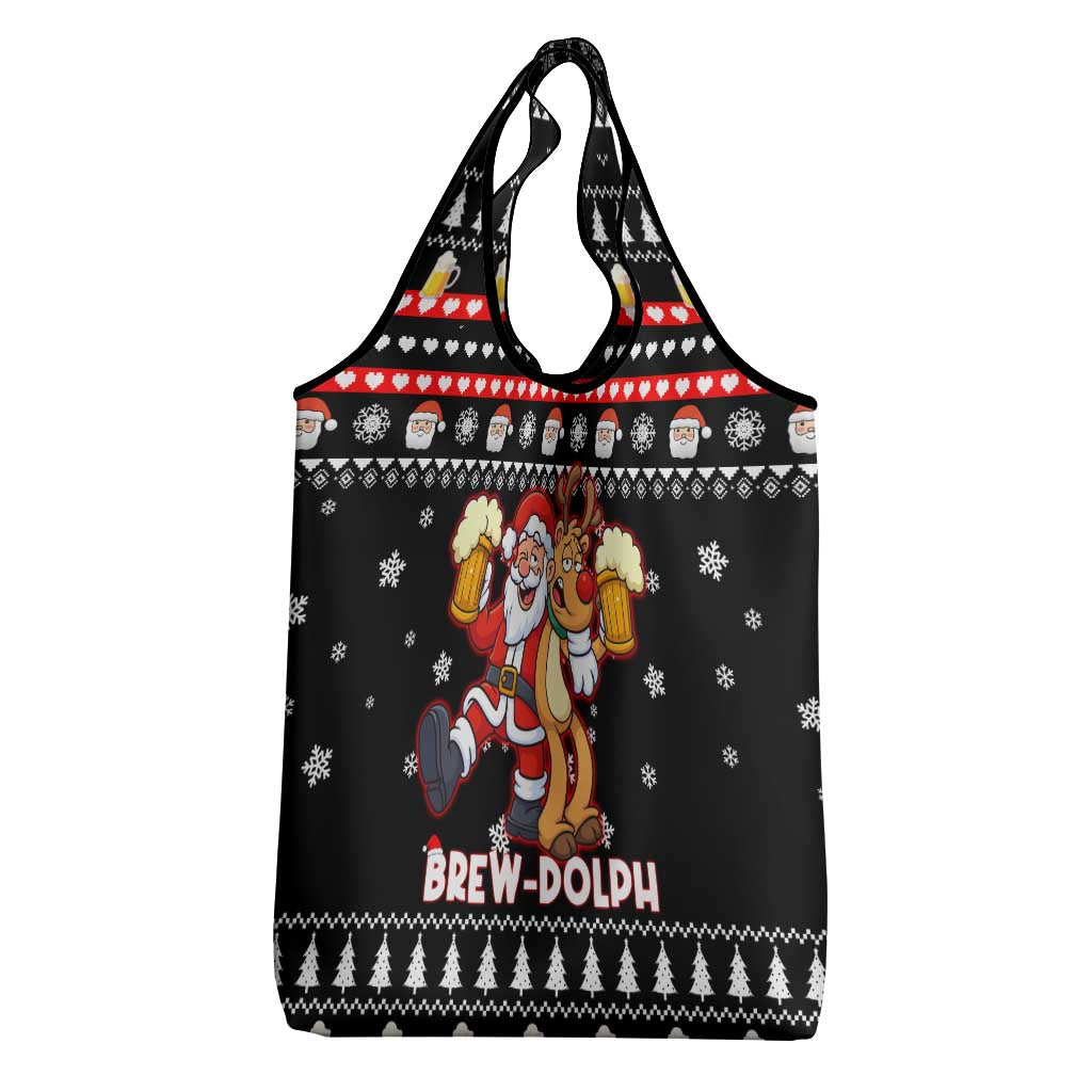 Christmas Brewdolph Reindeer Grocery Bag Xmas Holiday Patterns - Wonder Print Shop
