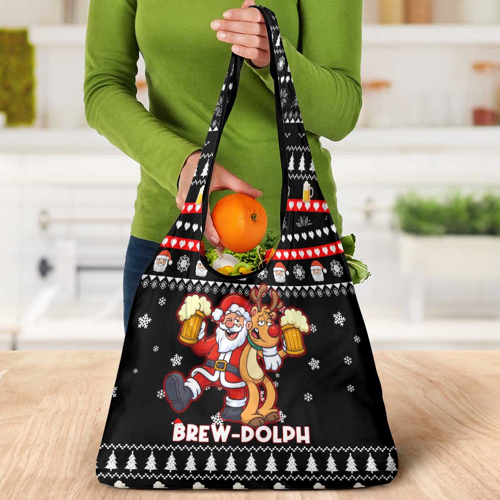 Christmas Brewdolph Reindeer Grocery Bag Xmas Holiday Patterns - Wonder Print Shop