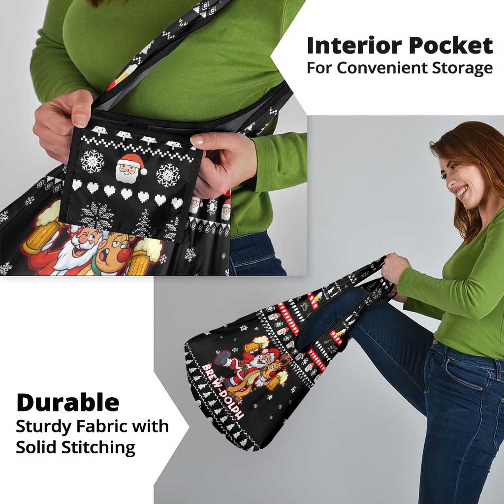 Christmas Brewdolph Reindeer Grocery Bag Xmas Holiday Patterns - Wonder Print Shop