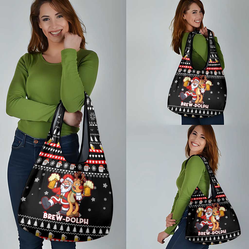 Christmas Brewdolph Reindeer Grocery Bag Xmas Holiday Patterns - Wonder Print Shop