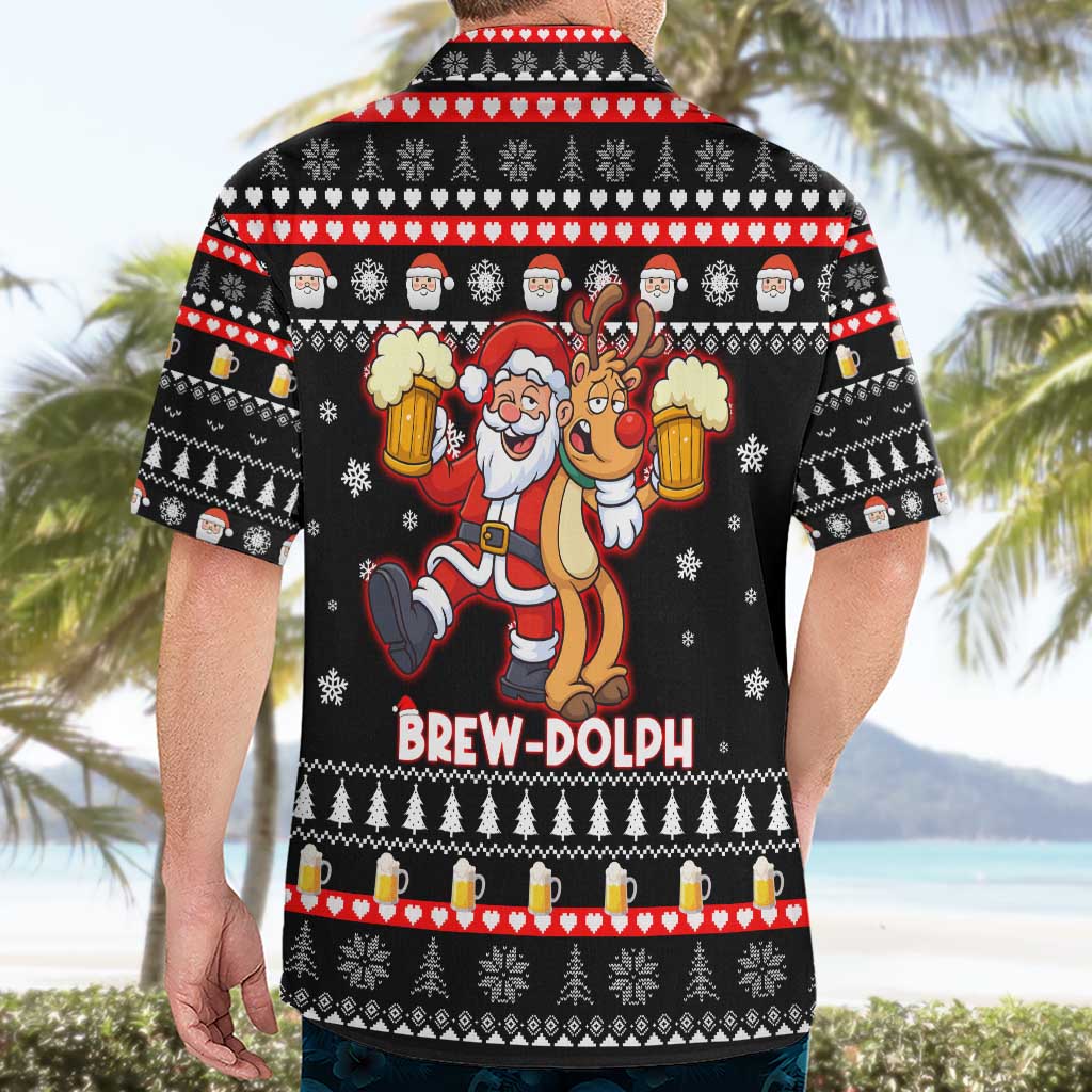 Christmas Brewdolph Reindeer Hawaiian Shirt Xmas Holiday Patterns - Wonder Print Shop