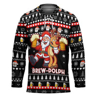 Christmas Brewdolph Reindeer Hockey Jersey Xmas Holiday Patterns - Wonder Print Shop