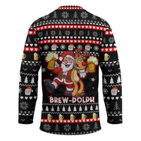 Christmas Brewdolph Reindeer Hockey Jersey Xmas Holiday Patterns - Wonder Print Shop