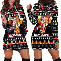 Christmas Brewdolph Reindeer Hoodie Dress Xmas Holiday Patterns - Wonder Print Shop