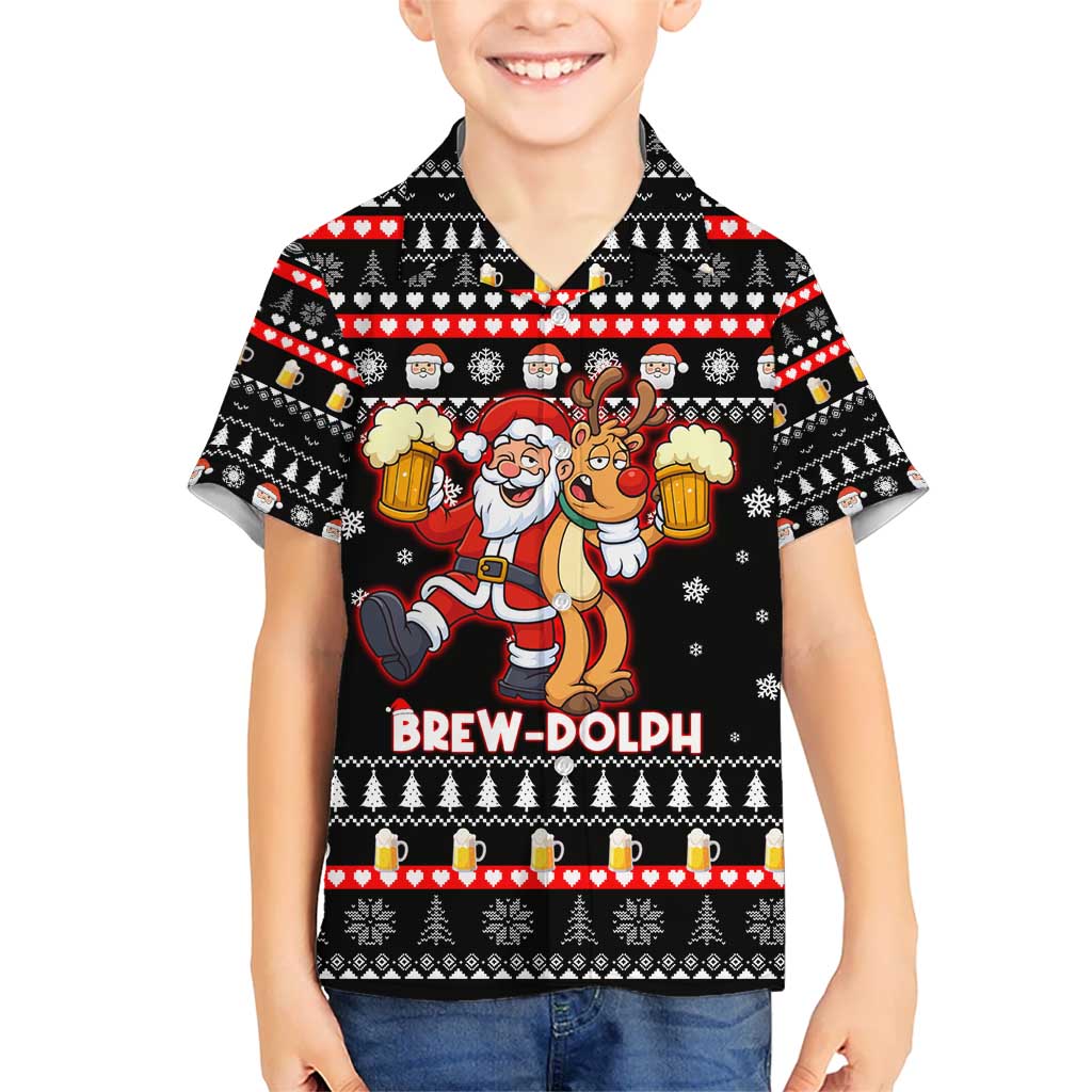 Christmas Brewdolph Reindeer Kid Hawaiian Shirt Xmas Holiday Patterns - Wonder Print Shop