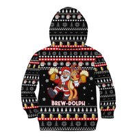 Christmas Brewdolph Reindeer Kid Hoodie Xmas Holiday Patterns - Wonder Print Shop