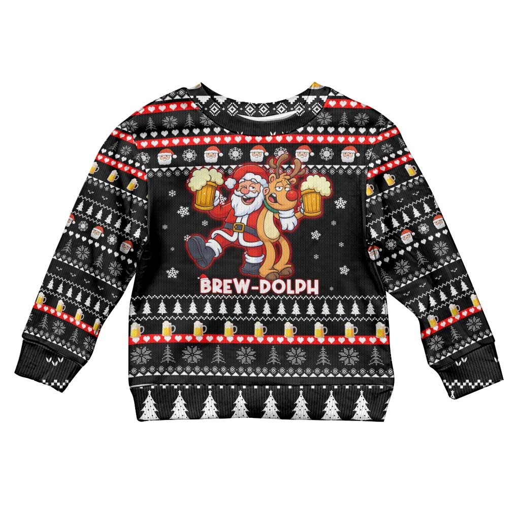 Christmas Brewdolph Reindeer Kid Ugly Christmas Sweater Xmas Holiday Patterns - Wonder Print Shop