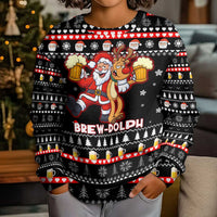 Christmas Brewdolph Reindeer Kid Ugly Christmas Sweater Xmas Holiday Patterns - Wonder Print Shop