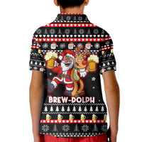 Christmas Brewdolph Reindeer Kid Polo Shirt Xmas Holiday Patterns - Wonder Print Shop