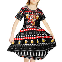 Christmas Brewdolph Reindeer Kid Short Sleeve Dress Xmas Holiday Patterns - Wonder Print Shop