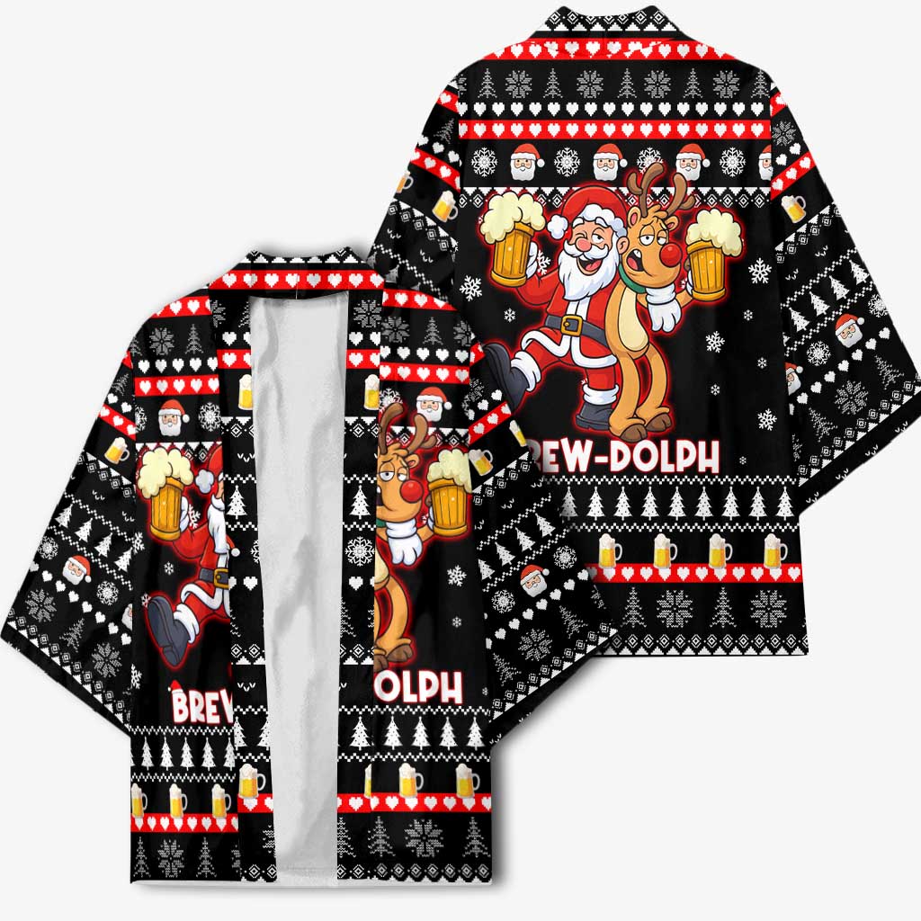 Christmas Brewdolph Reindeer Kimono Xmas Holiday Patterns - Wonder Print Shop