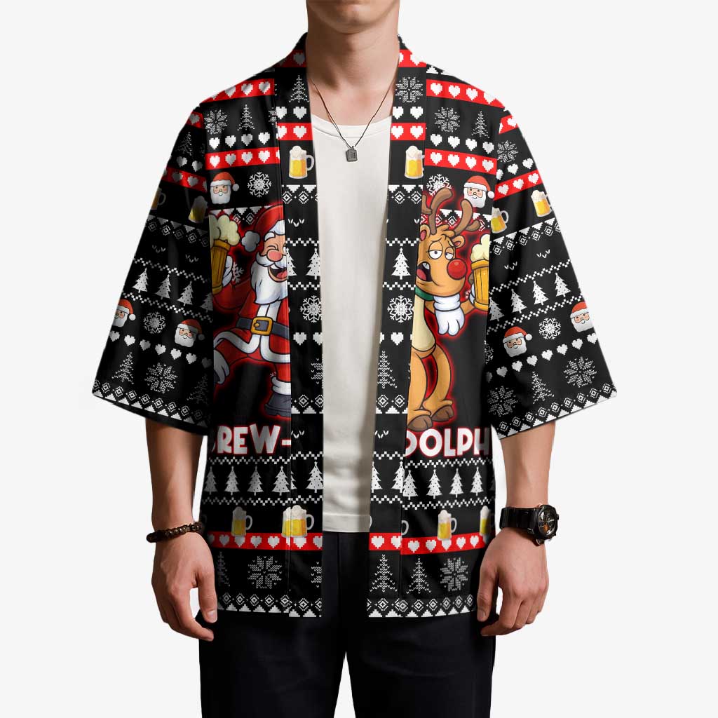 Christmas Brewdolph Reindeer Kimono Xmas Holiday Patterns - Wonder Print Shop