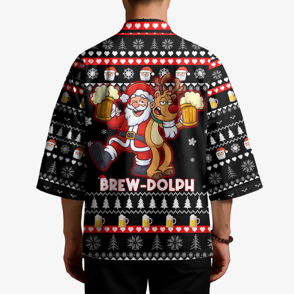 Christmas Brewdolph Reindeer Kimono Xmas Holiday Patterns - Wonder Print Shop