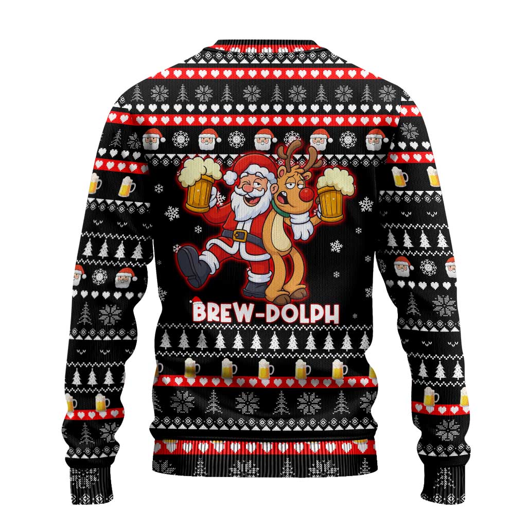Christmas Brewdolph Reindeer Ugly Christmas Sweater Xmas Holiday Patterns - Wonder Print Shop