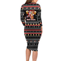 Christmas Brewdolph Reindeer Long Sleeve Bodycon Dress Xmas Holiday Patterns - Wonder Print Shop