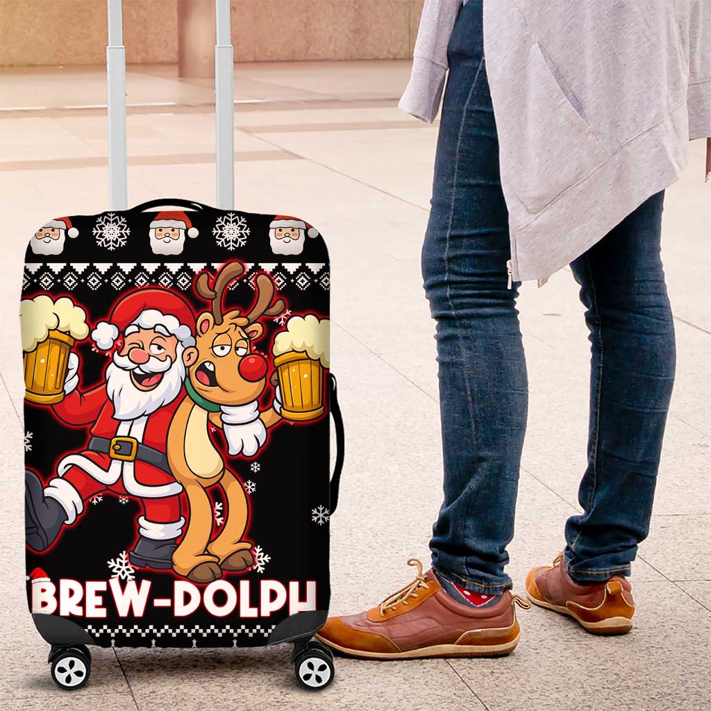 Christmas Brewdolph Reindeer Luggage Cover Xmas Holiday Patterns - Wonder Print Shop