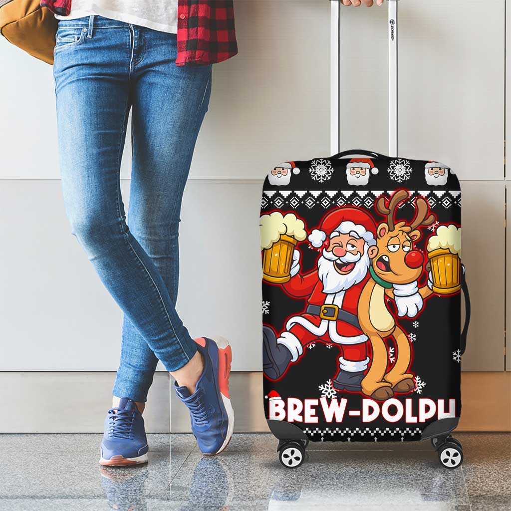 Christmas Brewdolph Reindeer Luggage Cover Xmas Holiday Patterns - Wonder Print Shop