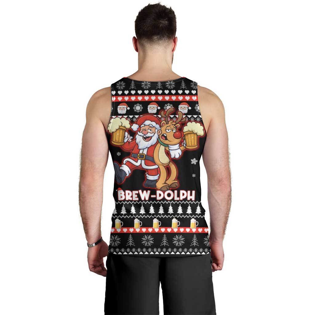 Christmas Brewdolph Reindeer Men Tank Top Xmas Holiday Patterns - Wonder Print Shop