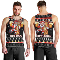 Christmas Brewdolph Reindeer Men Tank Top Xmas Holiday Patterns - Wonder Print Shop