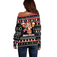 Christmas Brewdolph Reindeer Off Shoulder Sweater Xmas Holiday Patterns - Wonder Print Shop