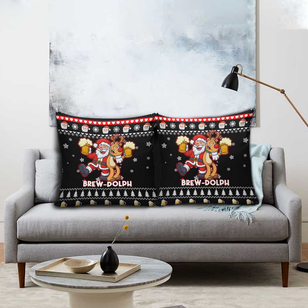 Christmas Brewdolph Reindeer Pillow Cover Xmas Holiday Patterns - Wonder Print Shop