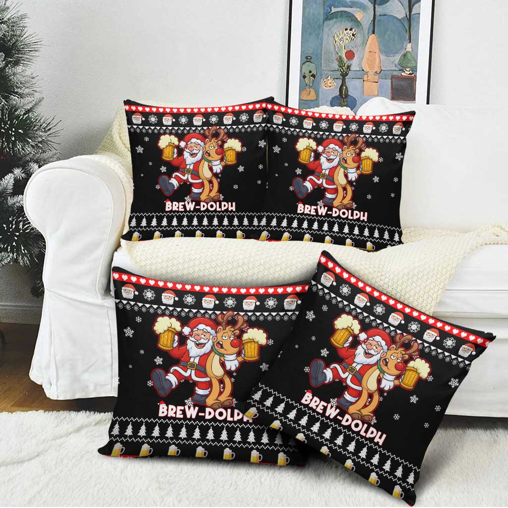 Christmas Brewdolph Reindeer Pillow Cover Xmas Holiday Patterns - Wonder Print Shop