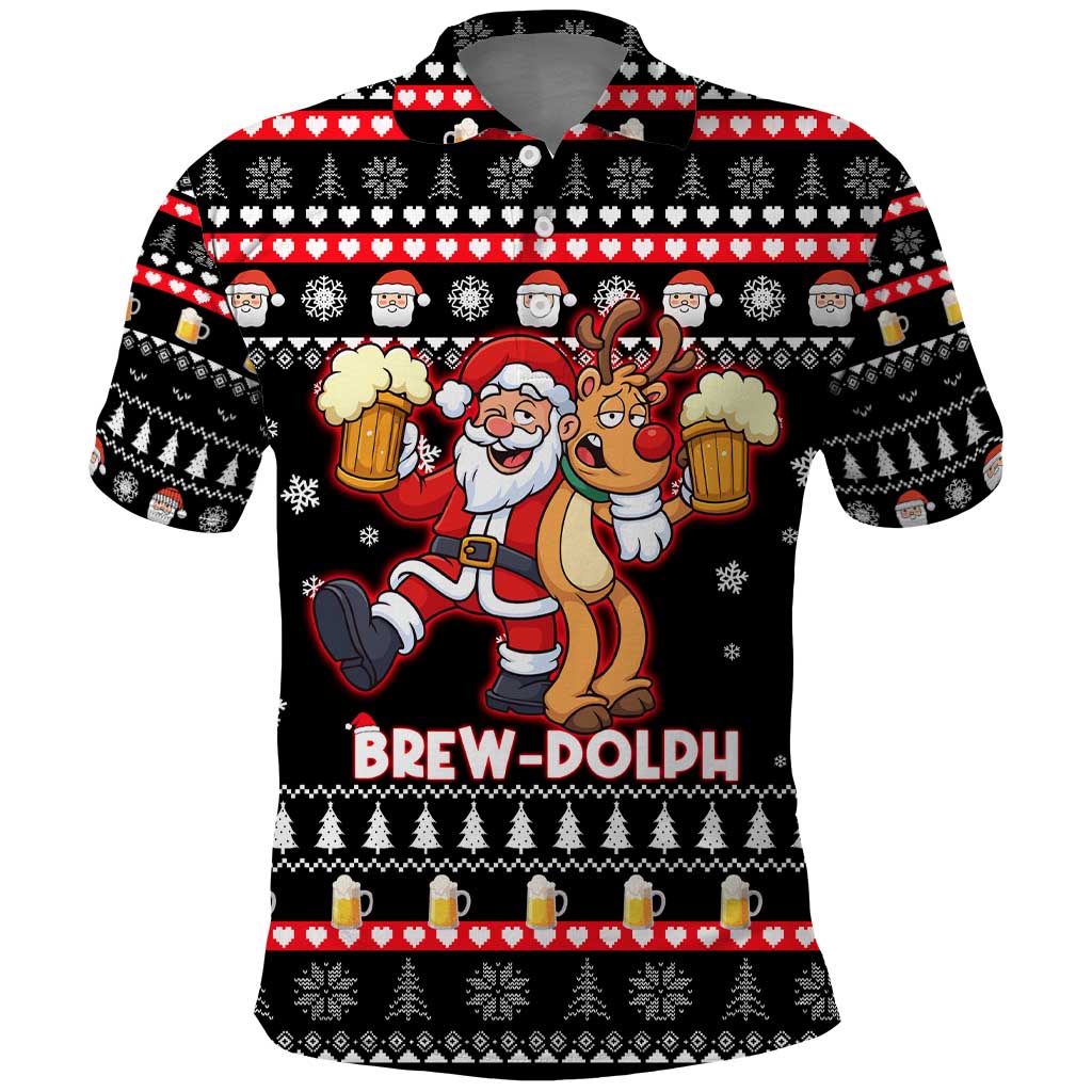 Christmas Brewdolph Reindeer Polo Shirt Xmas Holiday Patterns - Wonder Print Shop