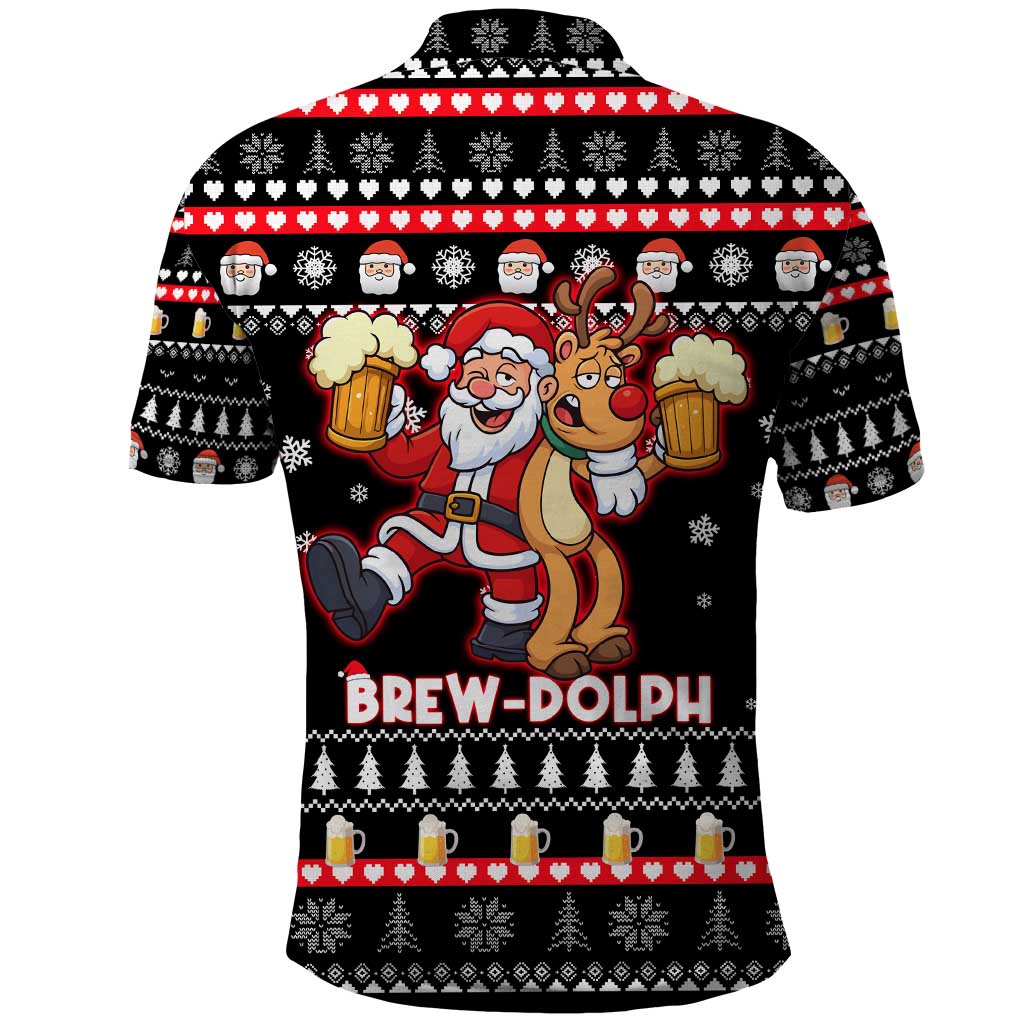 Christmas Brewdolph Reindeer Polo Shirt Xmas Holiday Patterns - Wonder Print Shop