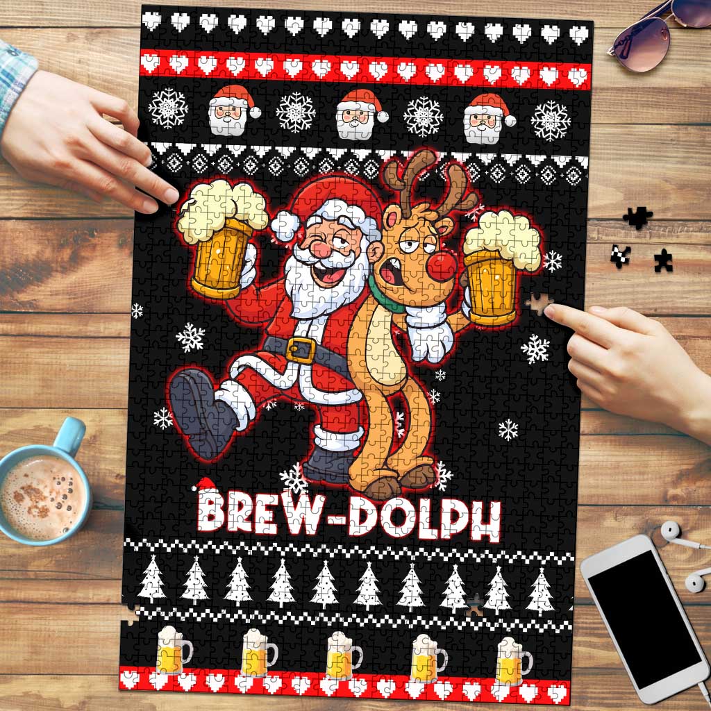 Christmas Brewdolph Reindeer Puzzle Xmas Holiday Patterns - Wonder Print Shop