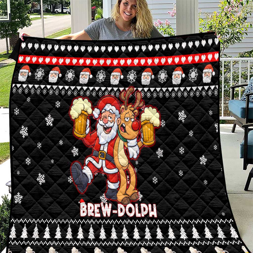 Christmas Brewdolph Reindeer Quilt Xmas Holiday Patterns - Wonder Print Shop