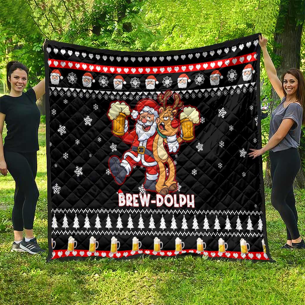 Christmas Brewdolph Reindeer Quilt Xmas Holiday Patterns - Wonder Print Shop