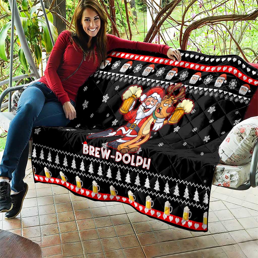 Christmas Brewdolph Reindeer Quilt Xmas Holiday Patterns - Wonder Print Shop