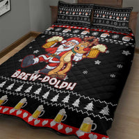 Christmas Brewdolph Reindeer Quilt Bed Set Xmas Holiday Patterns - Wonder Print Shop
