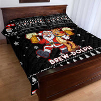 Christmas Brewdolph Reindeer Quilt Bed Set Xmas Holiday Patterns - Wonder Print Shop