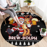 Christmas Brewdolph Reindeer Round Carpet Xmas Holiday Patterns - Wonder Print Shop