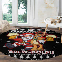 Christmas Brewdolph Reindeer Round Carpet Xmas Holiday Patterns - Wonder Print Shop