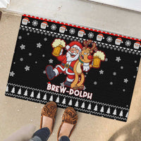 Christmas Brewdolph Reindeer Rubber Doormat Xmas Holiday Patterns - Wonder Print Shop