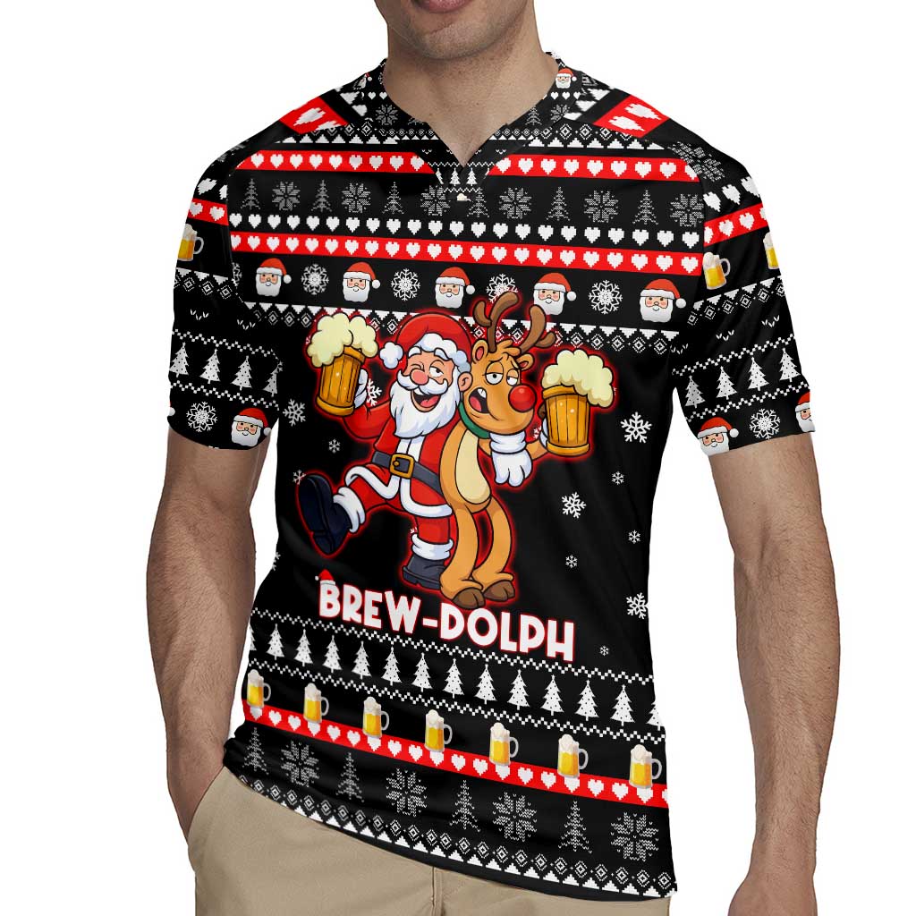 Christmas Brewdolph Reindeer Rugby Jersey Xmas Holiday Patterns - Wonder Print Shop