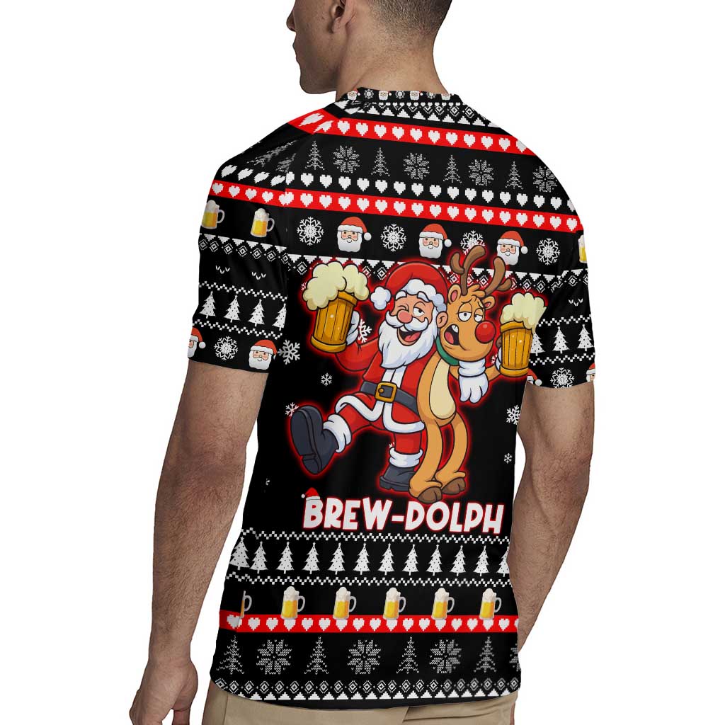Christmas Brewdolph Reindeer Rugby Jersey Xmas Holiday Patterns - Wonder Print Shop