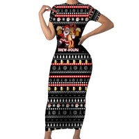 Christmas Brewdolph Reindeer Short Sleeve Bodycon Dress Xmas Holiday Patterns - Wonder Print Shop