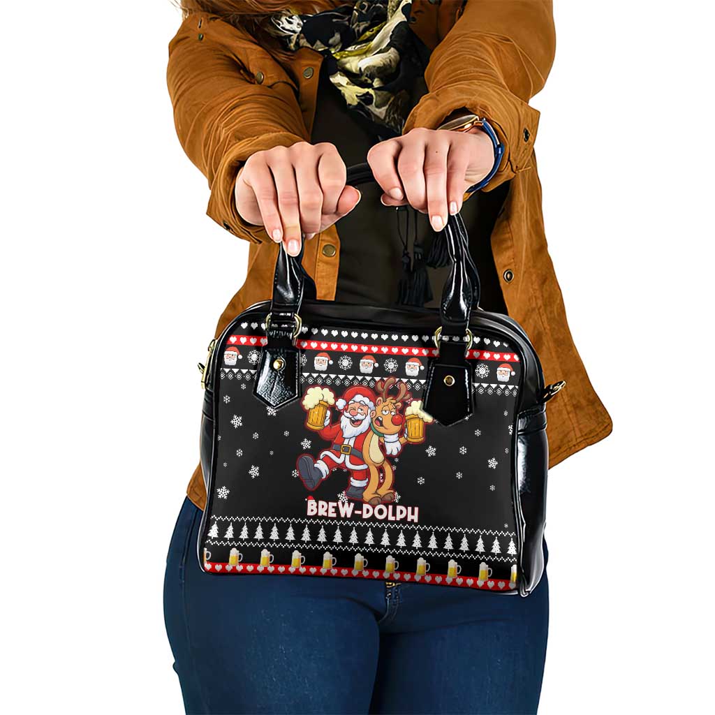 Christmas Brewdolph Reindeer Shoulder Handbag Xmas Holiday Patterns - Wonder Print Shop