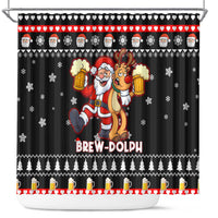 Christmas Brewdolph Reindeer Shower Curtain Xmas Holiday Patterns - Wonder Print Shop