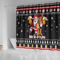 Christmas Brewdolph Reindeer Shower Curtain Xmas Holiday Patterns - Wonder Print Shop
