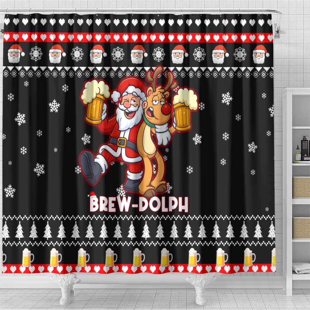 Christmas Brewdolph Reindeer Shower Curtain Xmas Holiday Patterns - Wonder Print Shop