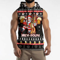 Christmas Brewdolph Reindeer Sleeveless Hoodie Xmas Holiday Patterns - Wonder Print Shop