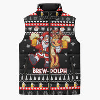 Christmas Brewdolph Reindeer Sleeveless Puffer Jacket Xmas Holiday Patterns - Wonder Print Shop