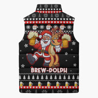 Christmas Brewdolph Reindeer Sleeveless Puffer Jacket Xmas Holiday Patterns - Wonder Print Shop