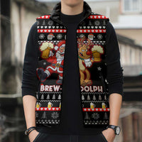 Christmas Brewdolph Reindeer Sleeveless Puffer Jacket Xmas Holiday Patterns - Wonder Print Shop