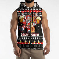 Christmas Brewdolph Reindeer Sleeveless Zip Hoodie Xmas Holiday Patterns - Wonder Print Shop