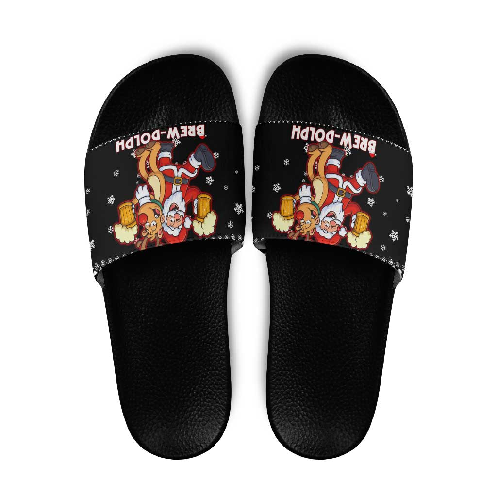 Christmas Brewdolph Reindeer Slide Sandals Xmas Holiday Patterns - Wonder Print Shop